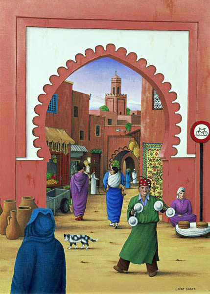 Street Scene in Marrakesh, 1992 (acrylic on linen)  od Larry  Smart