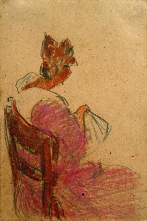 Ohne Titel (Frau auf Stuhl sitzend, von rechts)  od László Moholy-Nagy