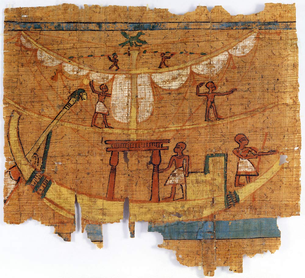 Embarkation on a river (papyrus) od Late Period Egyptian