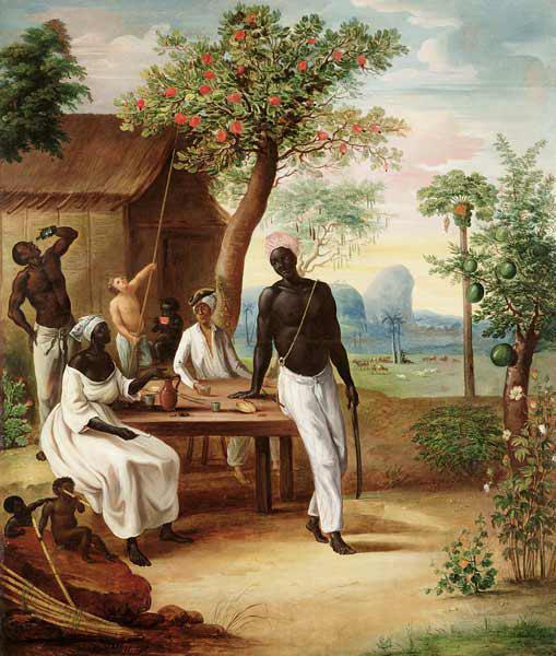 Black Slaves Seated Outside their House in Martinique