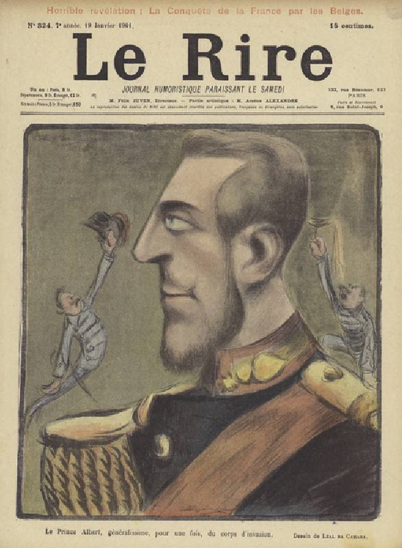 Prince Albert of Belgium, Illustration for Le Rire (colour litho) od Leal de Camara