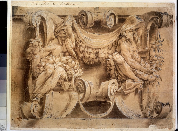 Sketch for a frieze with two cariatides od Lelio Orsi