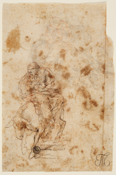 Frau mit Kind auf einem Esel (Maria mit dem Kind) od Lelio Orsi