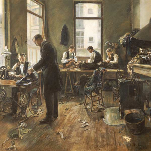 In der Schneiderwerkstatt. od Léon Bartholomé
