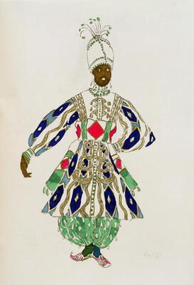 Costume for a 'negro', from Aladdin, 1916 (colour litho) od Leon Nikolajewitsch Bakst