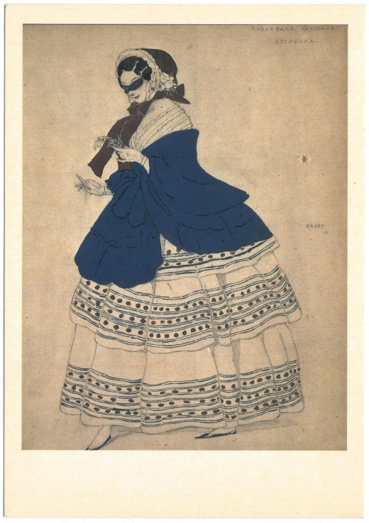 Costume design for the ballet Carnaval by R. Schumann od Leon Nikolajewitsch Bakst