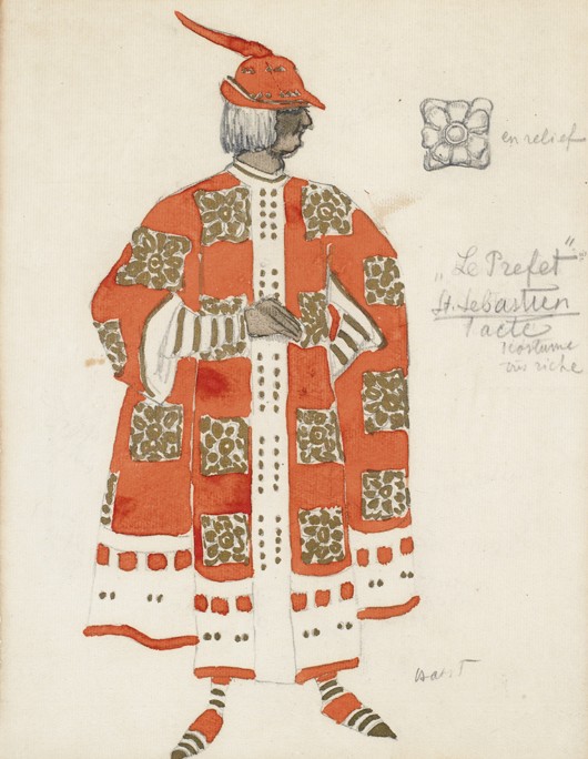 Costume design for the play "The Martyrdom of St. Sebastian" by Gabriele D'Annuzio od Leon Nikolajewitsch Bakst