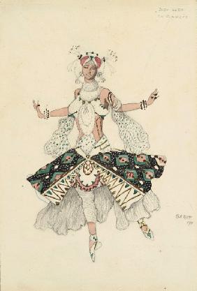 La Fiancee. Costume design for Tamara Karsavina for the Ballet "Blue God" by R. Hahn