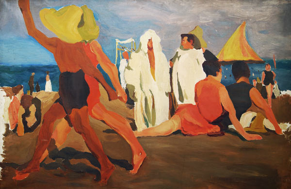 Bathers on the Lido, Venice (Serge Diaghilev and Vaslav Nijinsky on the Beach) od Leon Nikolajewitsch Bakst