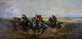 Polish Lancers attacking Russians, 1920 (oil on canvas)