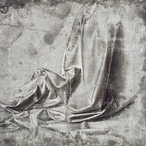Drapery study for a kneeling figure in Profil Perdu to the right od Leonardo da Vinci
