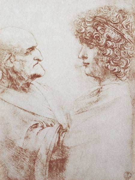 Two Heads in Profile od Leonardo da Vinci