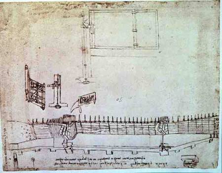 Facsimile of Codex Atlanticus 341vb Design for Fortifications (original copy in the Biblioteca Ambro od Leonardo da Vinci