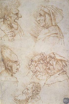 Seven Studies of Grotesque Faces