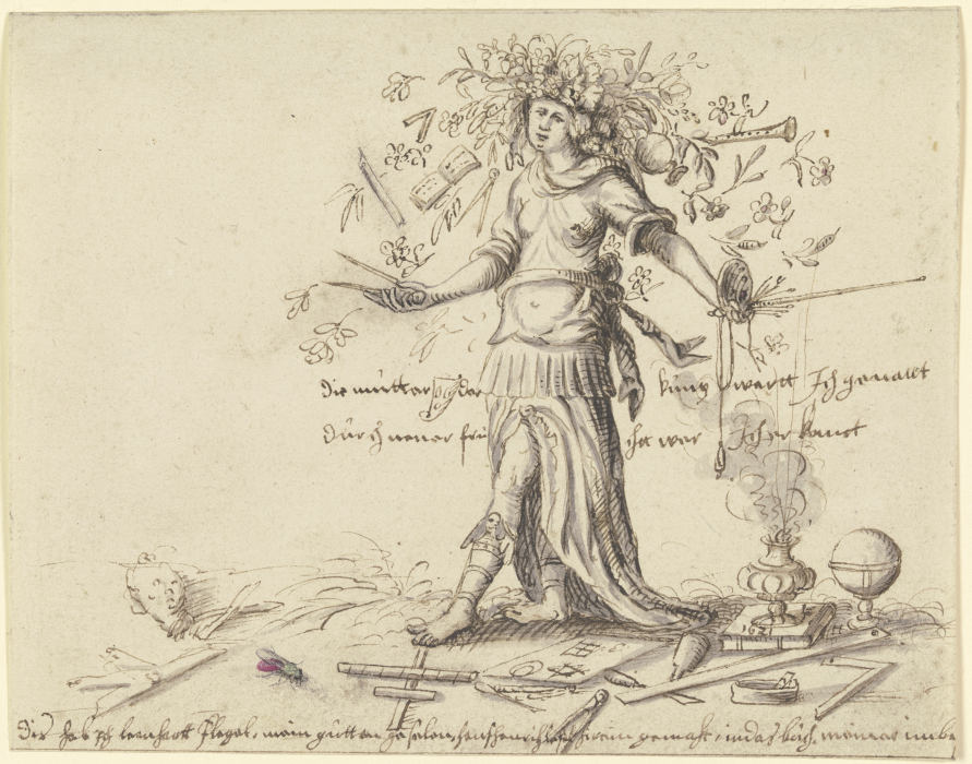 Allegorische Frauengestalt mit einem Blumenkranz im Haar od Leonhardt Flegel