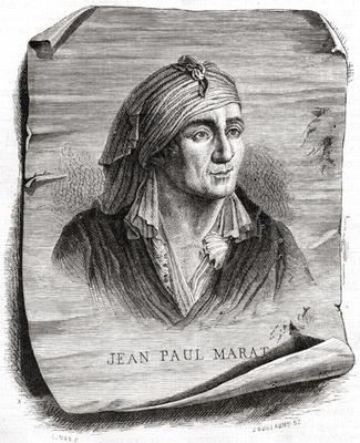 Portrait of Jean Paul Marat (1743-93) engraved by Jean Baptiste Amedee Guillaume (1822-93) (engravin od Leopold Mar