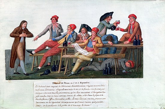 Prison Tribunal of 2 & 3 September, 1792 (gouache on card) od Lesueur Brothers