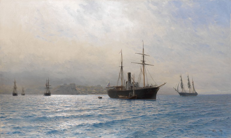 Russian Ship at the entrance to the Bosphorus strait, after the Russo-Turkish war of 1877–1878 od Lew Felixowitsch Lagorio