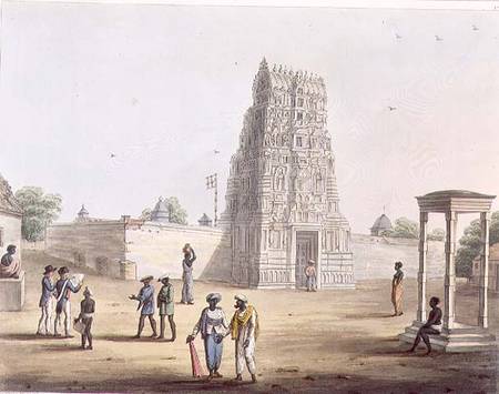 A Pagoda at Strupermador, plate 23 from 'Pictorial Scenery in the Kingdom of Mysore', engraved by H. od Lieutenant James Hunter