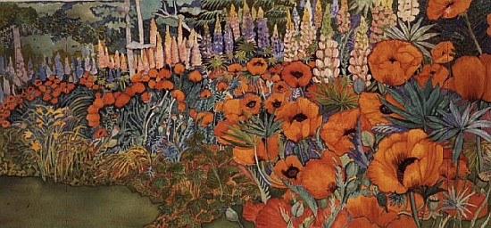 Poppy Border (watercolour) od Lillian  Delevoryas