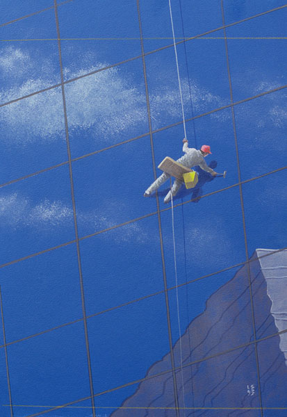 Window Cleaner, 1990 (acrylic on paper)  od Lincoln  Seligman