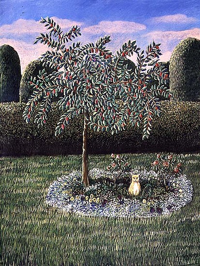 Cat under a plum tree, 1988 (pastel)  od Liz  Wright