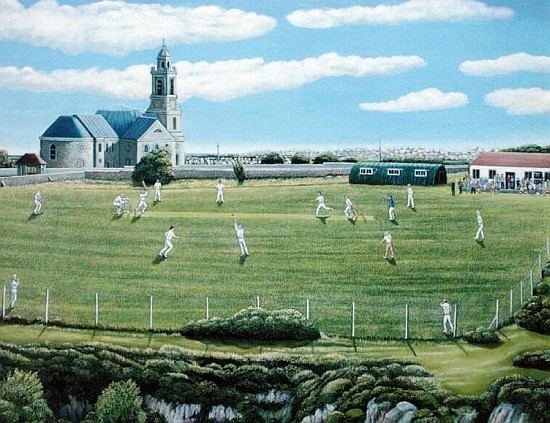 Cricket Match on Portland (oil on canvas)  od Liz  Wright