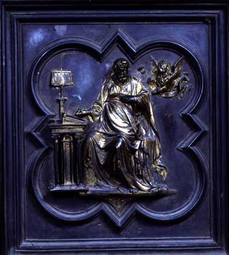 St Mark the Evangelist, panel D of the North Doors of the Baptistery of San Giovanni od Lorenzo  Ghiberti