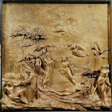 The Story of Adam, one of the original panels from the East Doors of the Baptistery od Lorenzo  Ghiberti