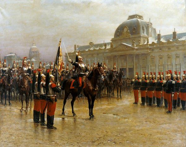 Colonel de La Rochetulon Presenting to the Recruits of the 6th Cavalry the Standard of the Regiment