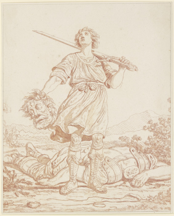 David als Sieger über den Riesen Goliath od Louis Félix de La Rue