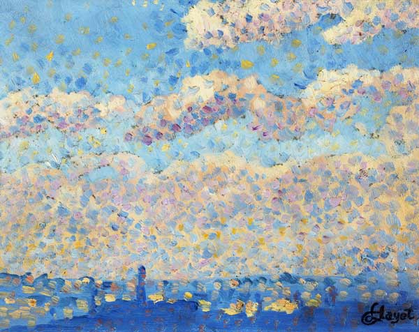 Obloha nad městem (olejomalba na pláně)  od Louis Hayet