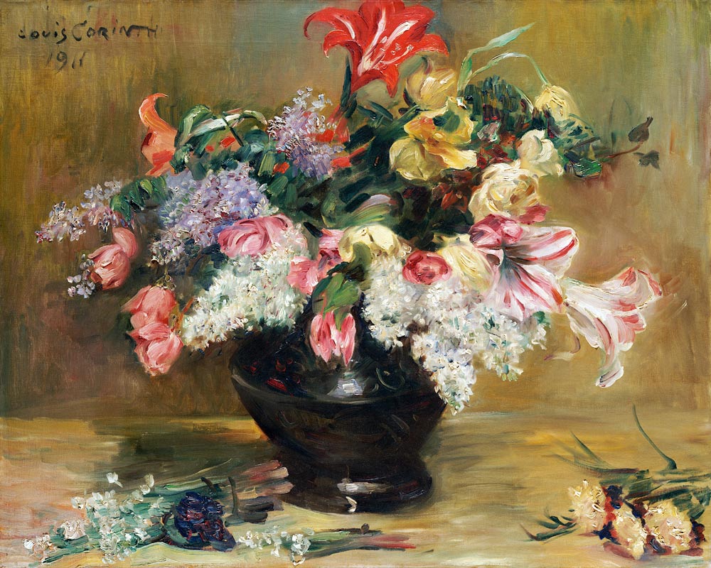 Amaryllis, Flieder und Tulpen od Lovis Corinth