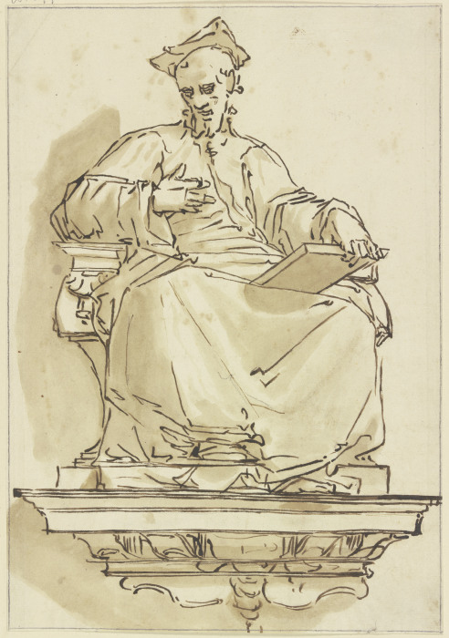 Konsolstatue eines sitzenden Kardinals od Luca Cambiaso