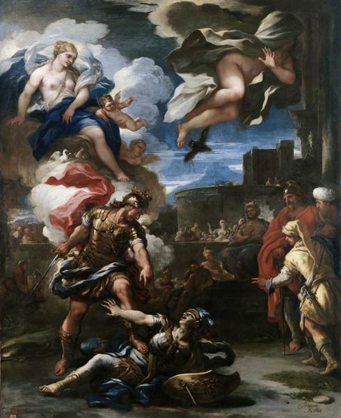 Aeneas defeats Turnus od Luca Giordano