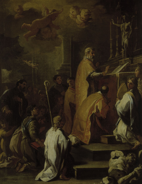 L.Giordano / Mass of St.Gregory / Paint. od Luca Giordano