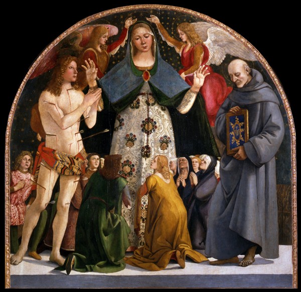 Madonna of Mercy and Saints Sebastian and Bernardino da Siena od Luca Signorelli