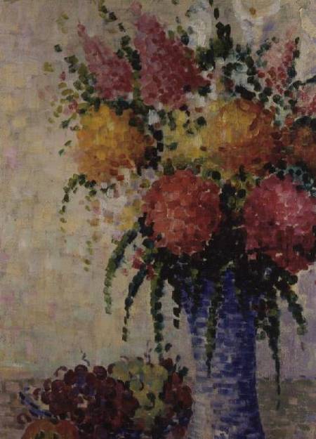 Fruit and Flowers in a Blue Vase od Lucie Cousturier