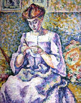 Woman Crocheting