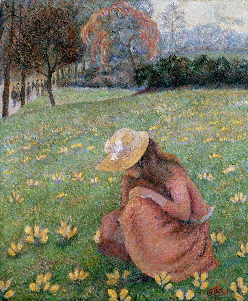 Spring landscape's crocus flourishing od Lucien Pissarro