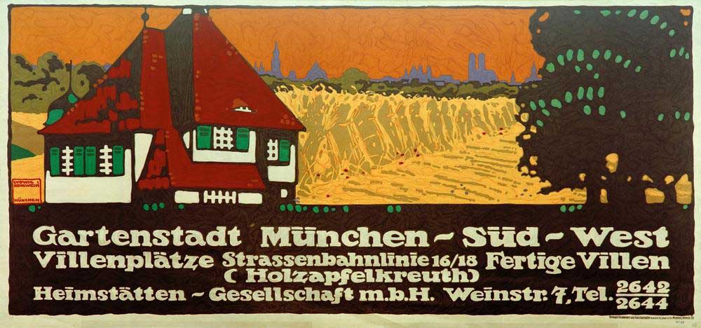 Garden City Munich-South-West / Villa Places / Tram Line 16/18 / Finished Villas (Holzapfelkreuth) / od Ludwig Hohlwein