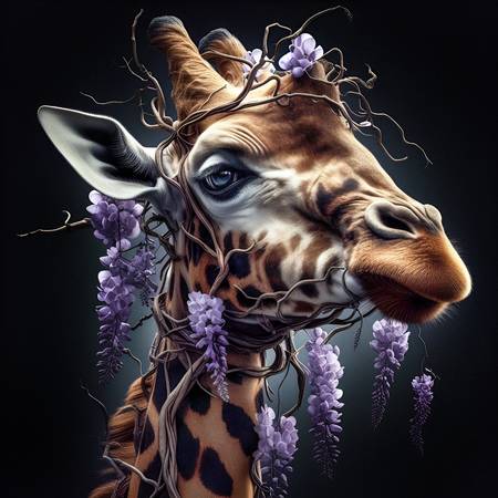 Wisteria and giraffe