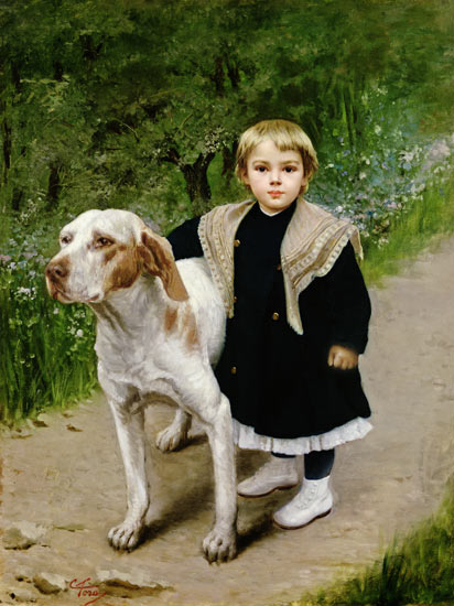 Young Child and a Big Dog od Luigi Toro