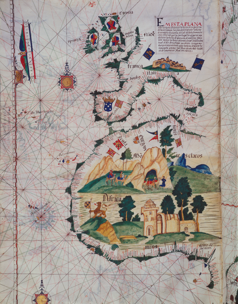 Fol.5v Map of Great Britain, Europe and North West Africa, from Portugaliae Monumenta  Cartographica od Luis Lazaro