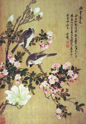 Crabapple, Magnolia and Baitou Birds