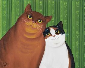 Moggies, 1994 (oil on canvas) 