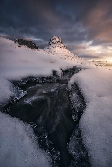 Rushing Water under the Mountain Peak