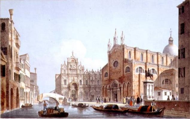 The Church of SS. Giovanni and Paolo and S. Marco, Venice, engraved by Brizeghel (litho) od Marco Moro