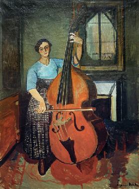 Frau mit Kontrabass