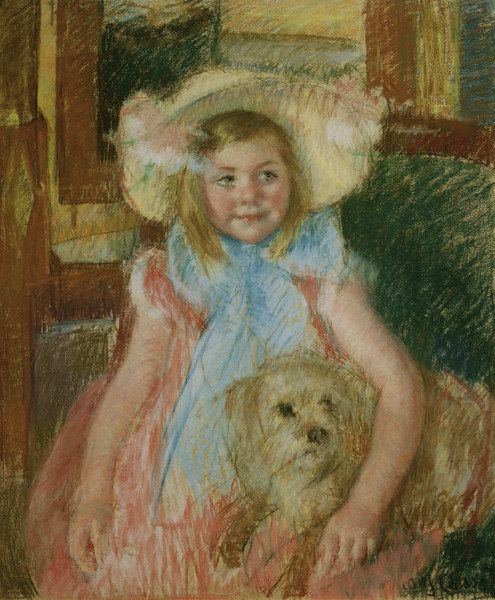 Cassatt / Sara holding her dog / c. 1901 od Mary Cassatt